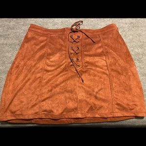 Burnt Orange Suede Mini Skirt